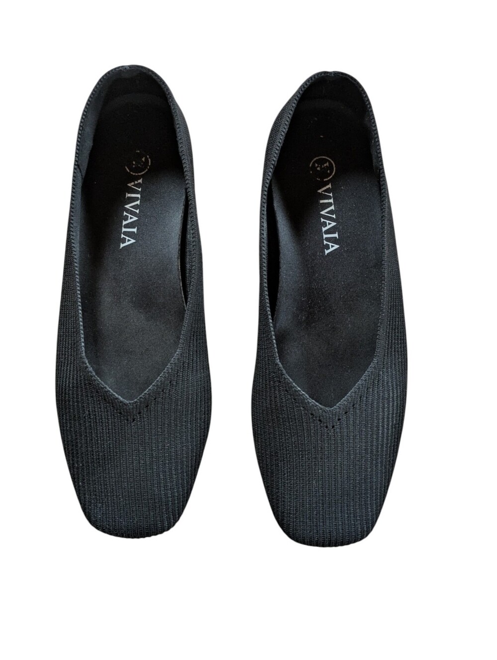 Vivaia Margot Square-Toe Black Ballet Flats Size 40 - Picture 3 of 9